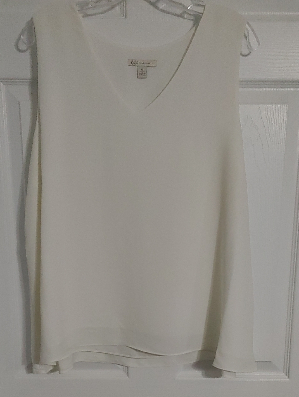White V-Neck Sleeveless Cami Tank Lined Dressy Women's XL *minor Flaw